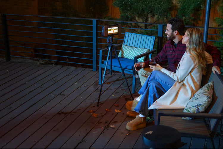 “Perfect for family movie nights under the stars. This outdoor entertainment system sets up in seconds.”